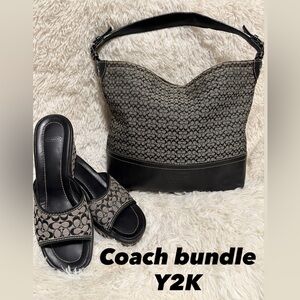 Y2K Coach 90’s RARE Bundle Women's shoulder bag with matching Slide Sandals